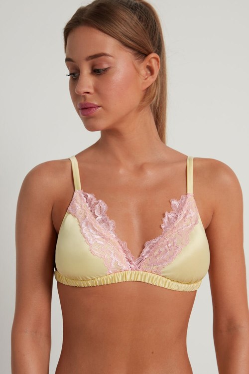 Tezenis Delicate Satin Triangle Bra Gula Rosa | ZIHJD-4839