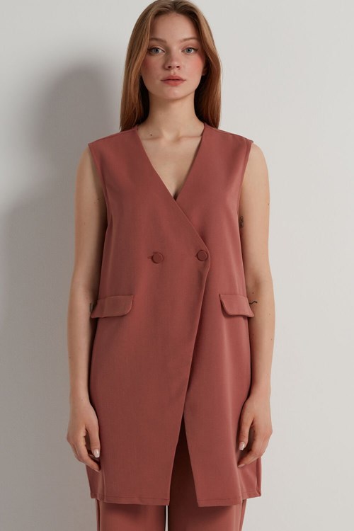 Tezenis Double Breasted Klänning/Gilet Rosa Rosa | CPIMD-9261