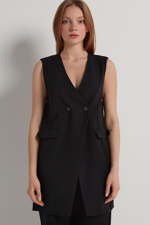 Tezenis Double Breasted Klänning/Gilet Svarta Svarta | ALFJV-8230
