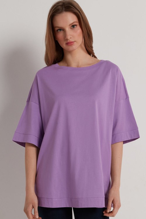 Tezenis Dropped Shoulder Bomull T-Shirt with Vents Lavendel | SVGUN-1205