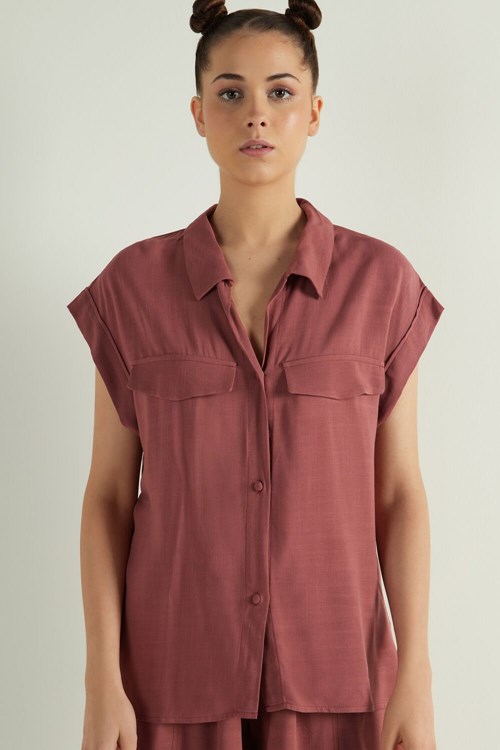 Tezenis Dropped Shoulder Cloth Shirt with buttons Röda Röda | MSIUV-0481