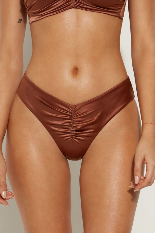Tezenis Elegant Dream High-Cut Bikini Bottoms Bruna Bruna | DNSIX-6750