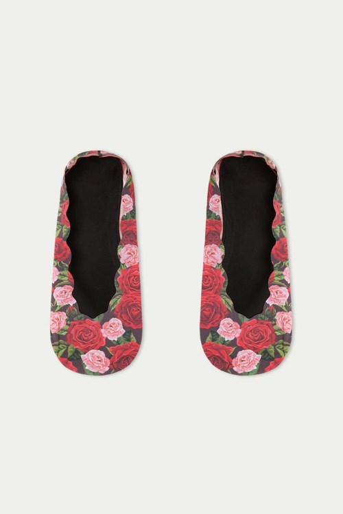 Tezenis Fancy Bomull Shoe Liners Svarta Rosa | JQEVF-2560