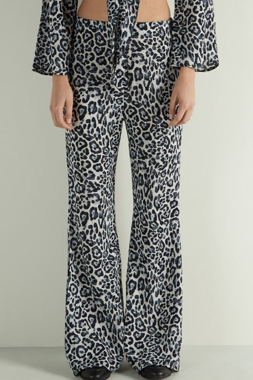 Tezenis Flared Cloth Pants Print Gray Spotted Print 840u | MNJCG-6904