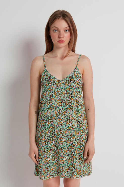 Tezenis Flared Viscose Fabric Mini Klänning Blommiga | OMHKV-6052