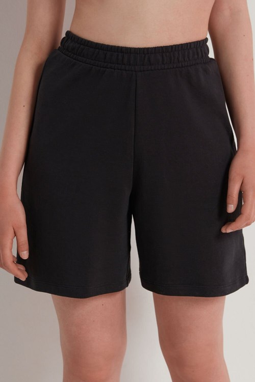 Tezenis Fleece Bermuda Shorts with Pockets Svarta Svarta | VOHUZ-9328