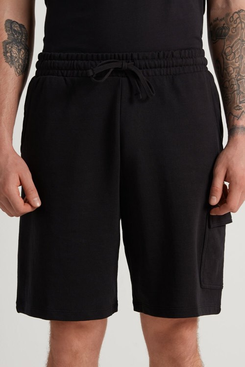 Tezenis Fleece Cargo Shorts Svarta Svarta | CDKWG-3285