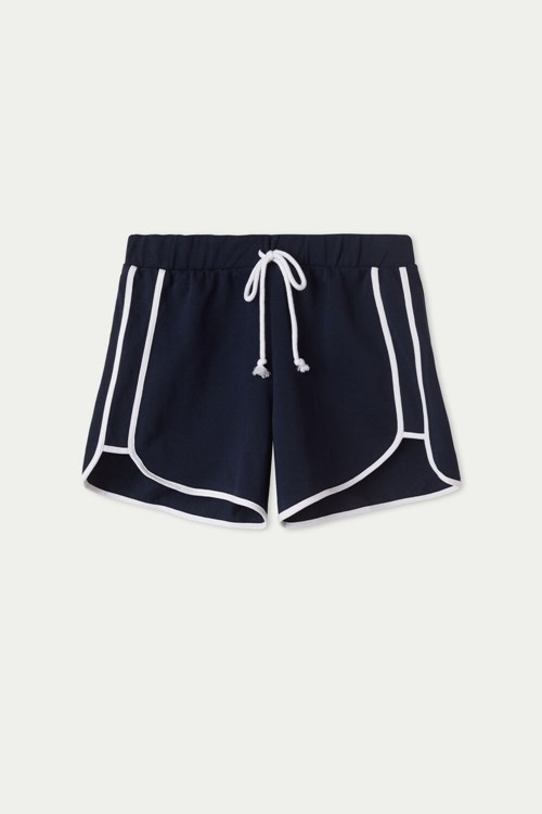 Tezenis Fleece Piping Shorts Blå | GRLMS-8629