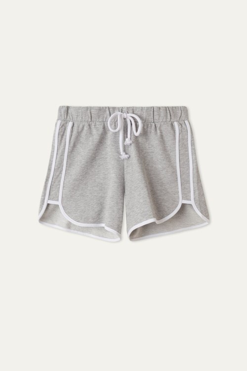 Tezenis Fleece Piping Shorts Grå Ljus | OGFBY-3827