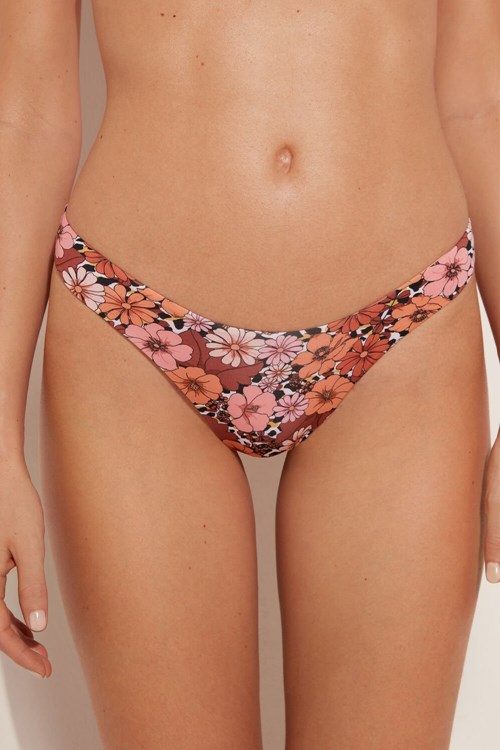 Tezenis Flower Animal Print High-Cut Brazilian Bikini Bottoms Floral Floral Animal Print 581v | ZUQDG-9157