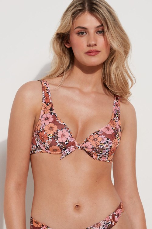 Tezenis Flower Animal Print Push-Up Bikini Top Floral Floral Animal Print 581v | CNLKF-4562