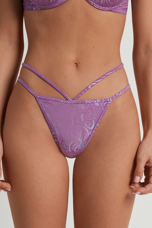 Tezenis Fluid Violet High-Cut String String Violet Fluid Print 266v | THZGX-9614