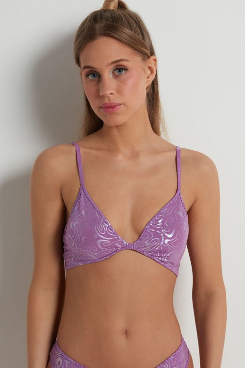 Tezenis Fluid Violet Triangle Bra Top Violet Fluid Print 266v | HIJRV-5968