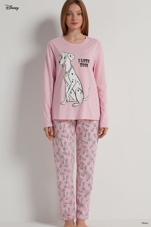 Tezenis Full-Length Bomull Pajamas with Disney 101 Dalmatians Print Rosa Rosa | OKXRZ-0685