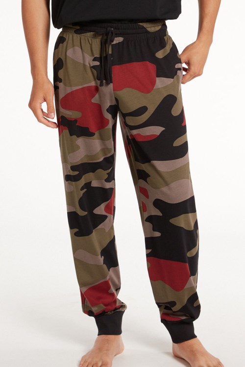 Tezenis Full Length Bomull Pants with Cuffs Olika Färger Svarta Camo | IPSWV-6014