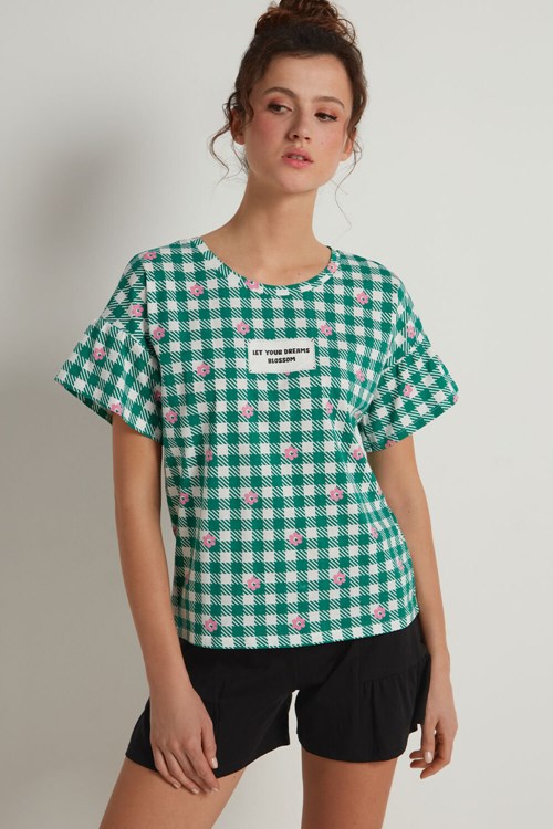 Tezenis Gingham Korta Bomull Pajamas Gröna | LDBSR-6923