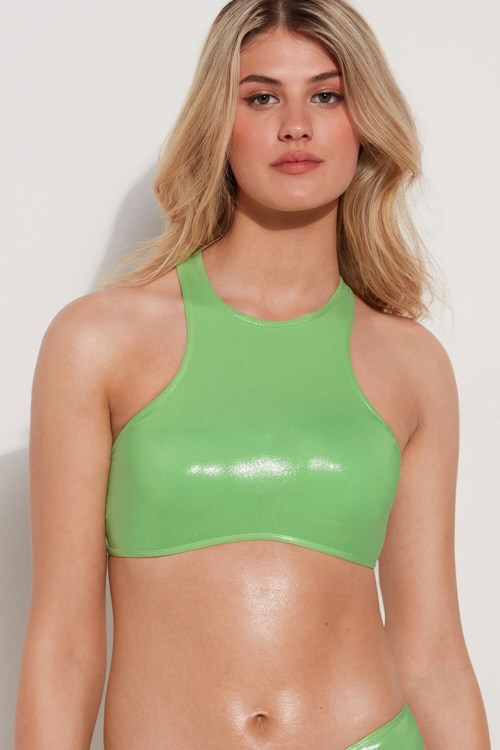 Tezenis Glossy Colors Removable Padding Bra Bikini Top Gröna Gröna | NJAGU-0427