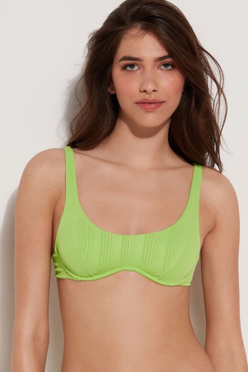 Tezenis Green Räfflad Recycled Microfiber Balconette Bikini Top Gröna Gröna | KYPTR-7845