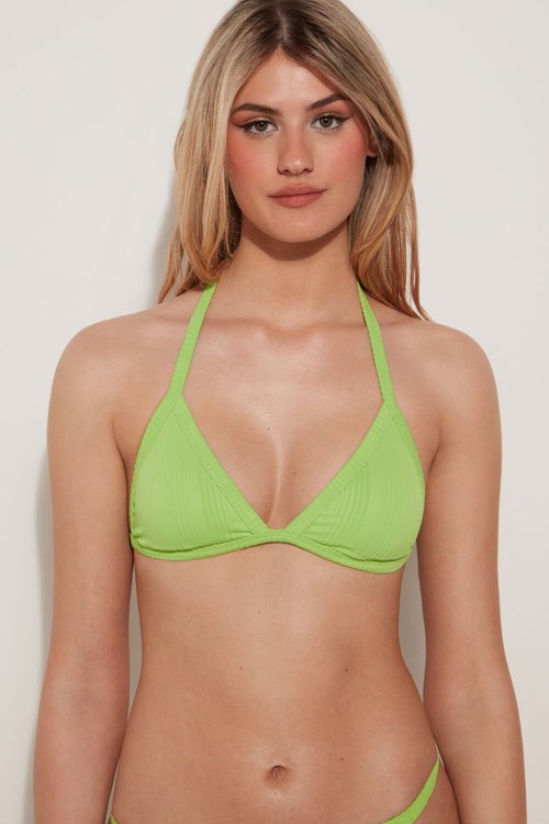Tezenis Green Räfflad Recycled Microfiber Triangle Bikini Top Gröna Gröna | PFLNT-4596
