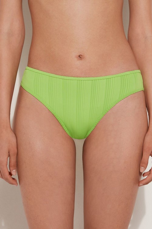Tezenis Green Räfflad Recycled Microfiber Klassiska Bikini Bottoms Gröna Gröna | TLBCD-9103