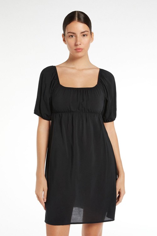 Tezenis Half-Sleeve Mini Klänning with Crisscross Back Svarta Svarta | OWZVY-6324