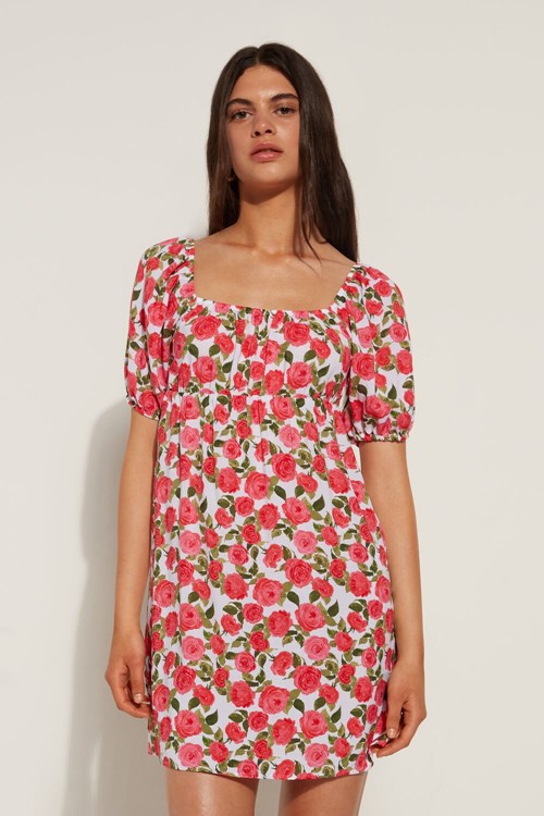 Tezenis Half-Sleeve Mini Klänning with Crisscross Back Rosa | YRPFK-7138