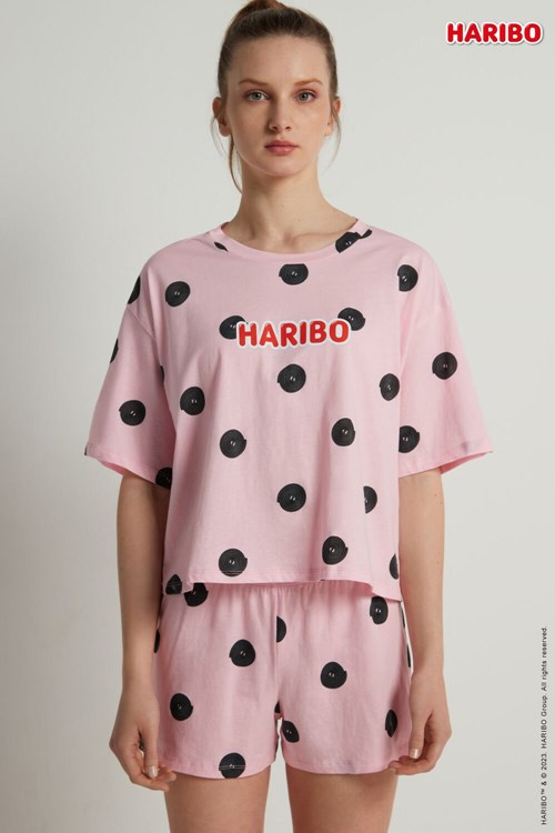 Tezenis Haribo Wheels Korta Bomull Pajamas Rosa Rosa | AQKNO-8023
