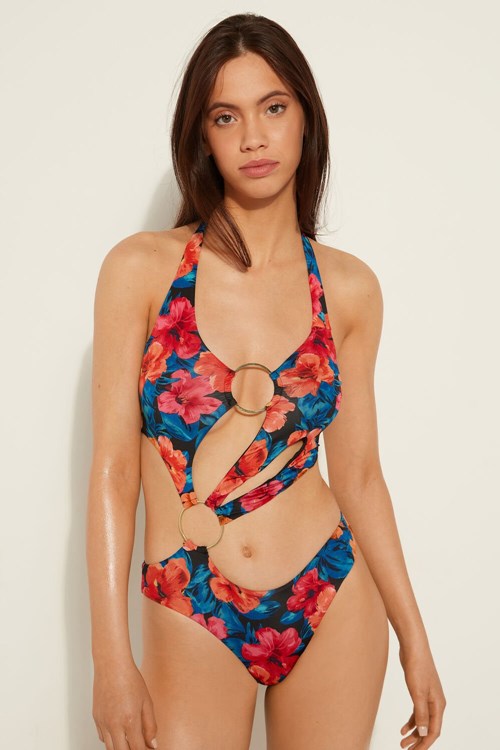 Tezenis Hawaiian Sunset One-Piece Swimsuit Blå Blommiga | AJGVR-6782