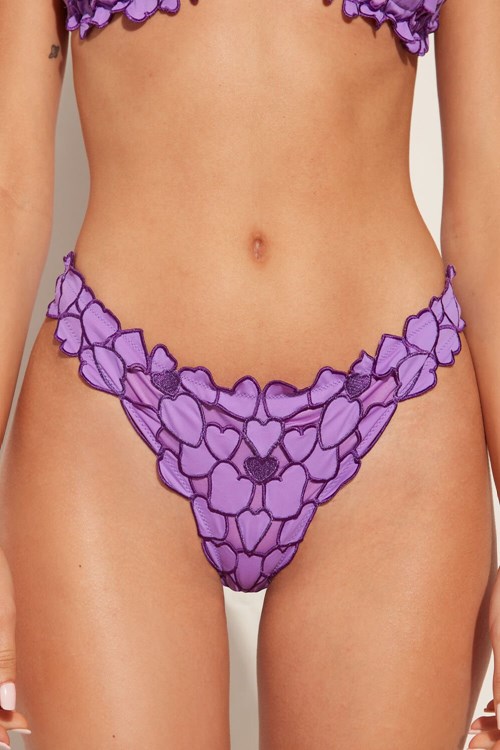 Tezenis Heart Macramè Brazilian Bikini Bottoms Violet Bright Violet 632v | QXNLZ-8479