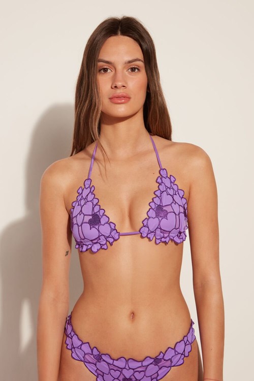 Tezenis Heart Macramè Triangle Bikini Top Violet Bright Violet 632v | QIZET-4350