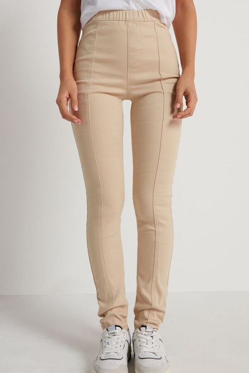 Tezenis High Midja Seamed Leggings Beige | BHYKU-1065