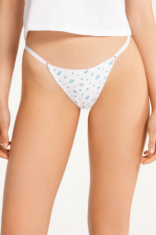 Tezenis High-Waisted Printed Bomull Brazilian String Panties Vita | FWUOY-8753