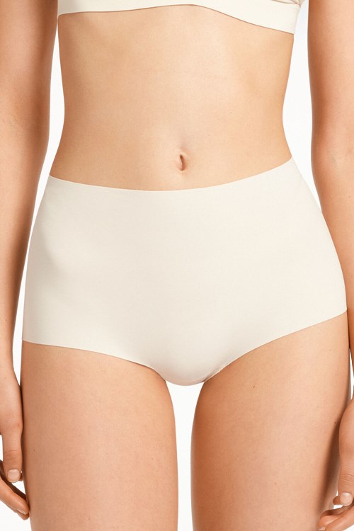 Tezenis High-Waisted Raw-Cut Microfiber Hipsters Grädde | IQKHZ-5123