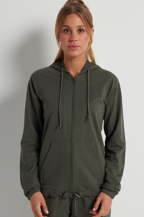 Tezenis Hoodie Sweatshirt with Dragkedja and Drawstring Gröna Gröna | GMPYE-2517