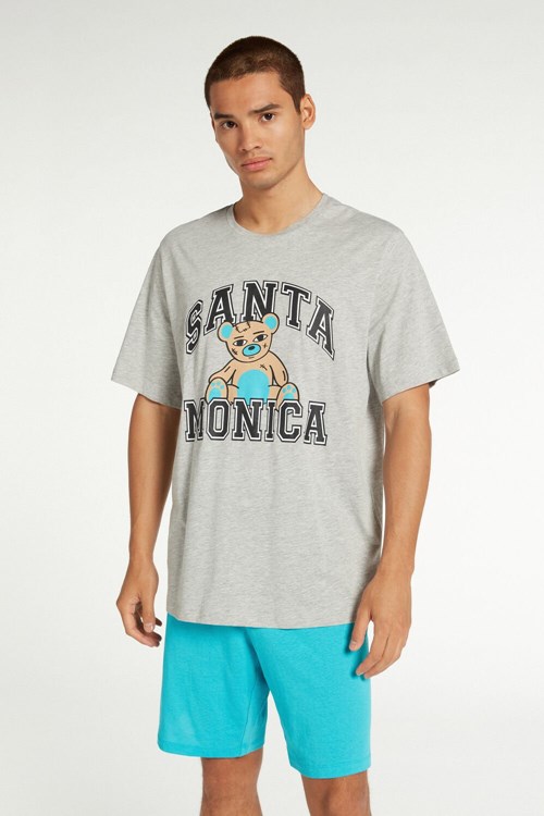 Tezenis Korta Santa Monica Print Pajamas Grå Ljus | SWNHA-9341