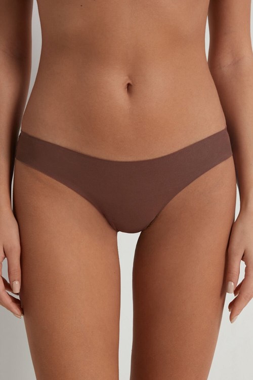 Tezenis Laser-Cut Bomull Recycled Spets Brazilian Panties Bruna Bruna | FOZVX-1054