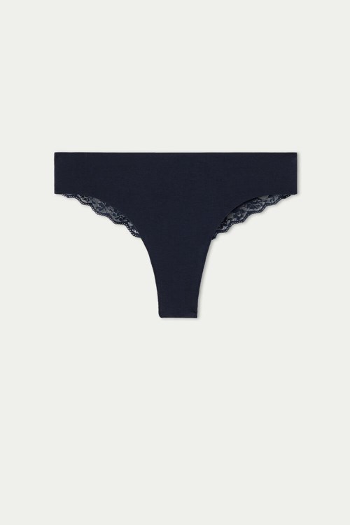 Tezenis Laser-Cut Bomull Recycled Spets Brazilian Panties Blå Blå | VLWYX-3859