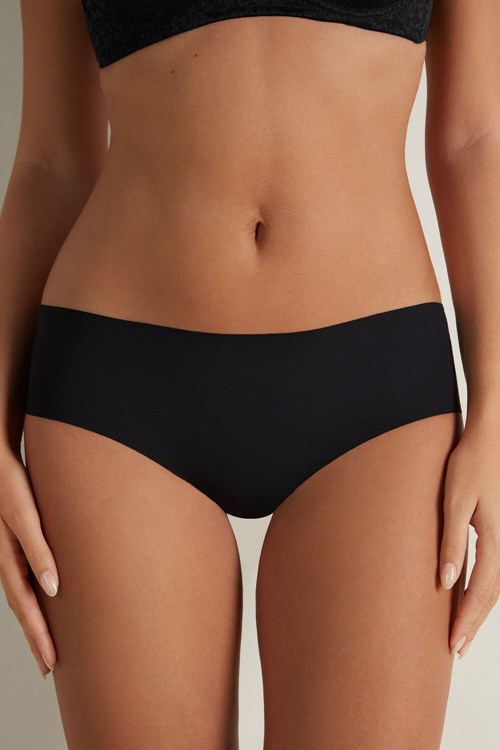 Tezenis Laser-Cut Microfiber Recycled Spets Brazilian Panties Svarta Svarta | DUYZA-3958