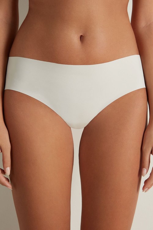Tezenis Laser-Cut Microfiber Recycled Spets Brazilian Panties Grädde | QFOYR-6719