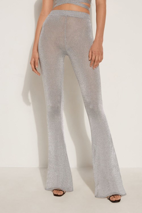 Tezenis Limited-Edition Lurex Flared Pants Silver | XATDL-4950