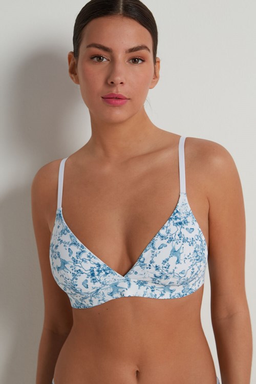 Tezenis Lisbon Printed Microfiber Triangle Bra Ljusblå | AFHBO-8014