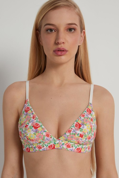 Tezenis Lisbon Printed Microfiber Triangle Bra Floral Wildflower Print 294v | VRQSD-0459