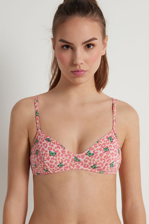 Tezenis Lisbon Triangle Bra in Printed Bomull Animal Spotted Butterfly Print 297v | FOSRY-5194