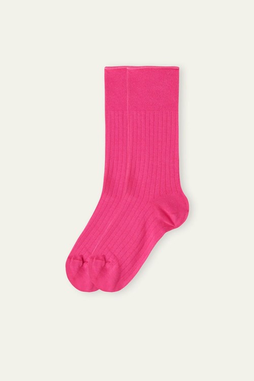 Tezenis Long Patterned Lätta Bomull Socks Rosa Fuchsia | ODWJN-1275