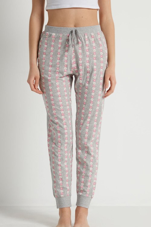 Tezenis Long Printed Drawstring Bomull Pants Grå | YLVCQ-3651