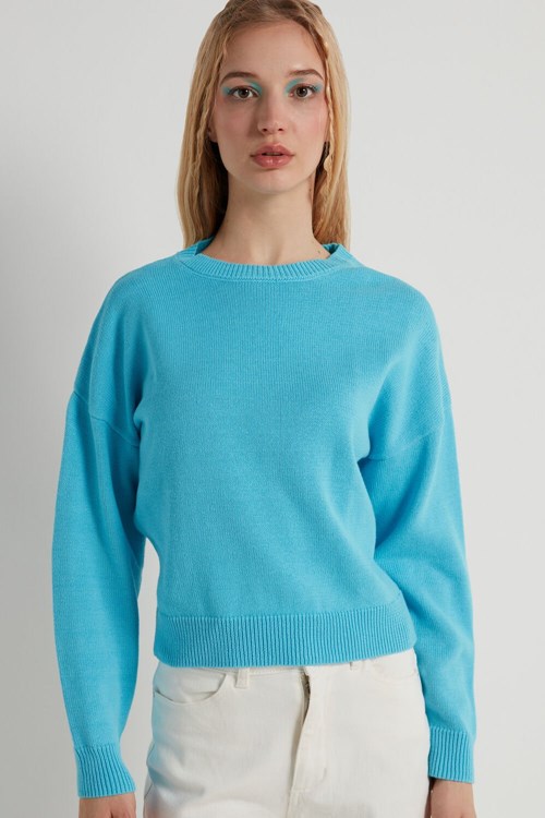 Tezenis Long Sleeve Crewneck Sweatshirt in Bomull Ljusblå Blå | GFHRY-6513