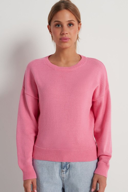 Tezenis Long Sleeve Crewneck Sweatshirt in Bomull Rosa Rosa | GWPUL-1842