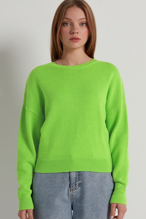 Tezenis Long Sleeve Crewneck Sweatshirt in Bomull Gröna Gröna | NVXZU-4201