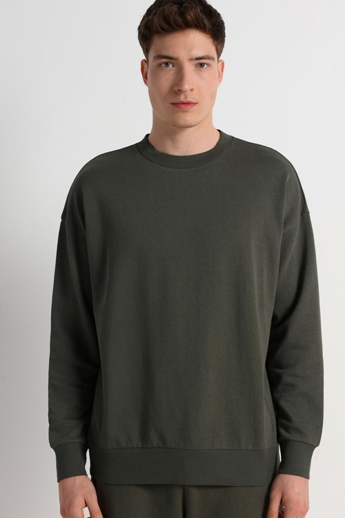 Tezenis Long Sleeve Dropped Shoulder Sweatshirt with Text Svarta | ZKBOM-1974