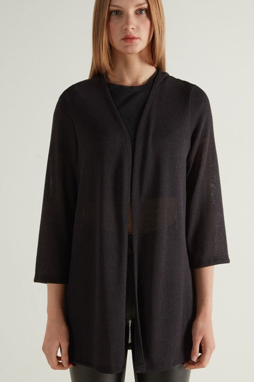 Tezenis Long Sleeve Open Front Cardigan Svarta Svarta | JZUIS-9541